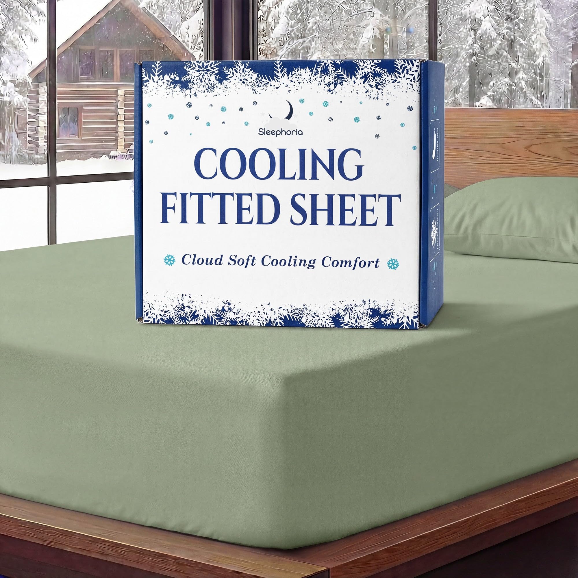 Photo 1 of SLEEPHORIA Cooling Fitted Sheet Full Size - 1 PC BreezeWeave Cooling Sheets for Hot Sleepers & Cool Rest w/ 16 in Deep Pocket - Corner Straps, Cloud Soft, Ultra Durable - 52 x 72 in (Sage Green)
