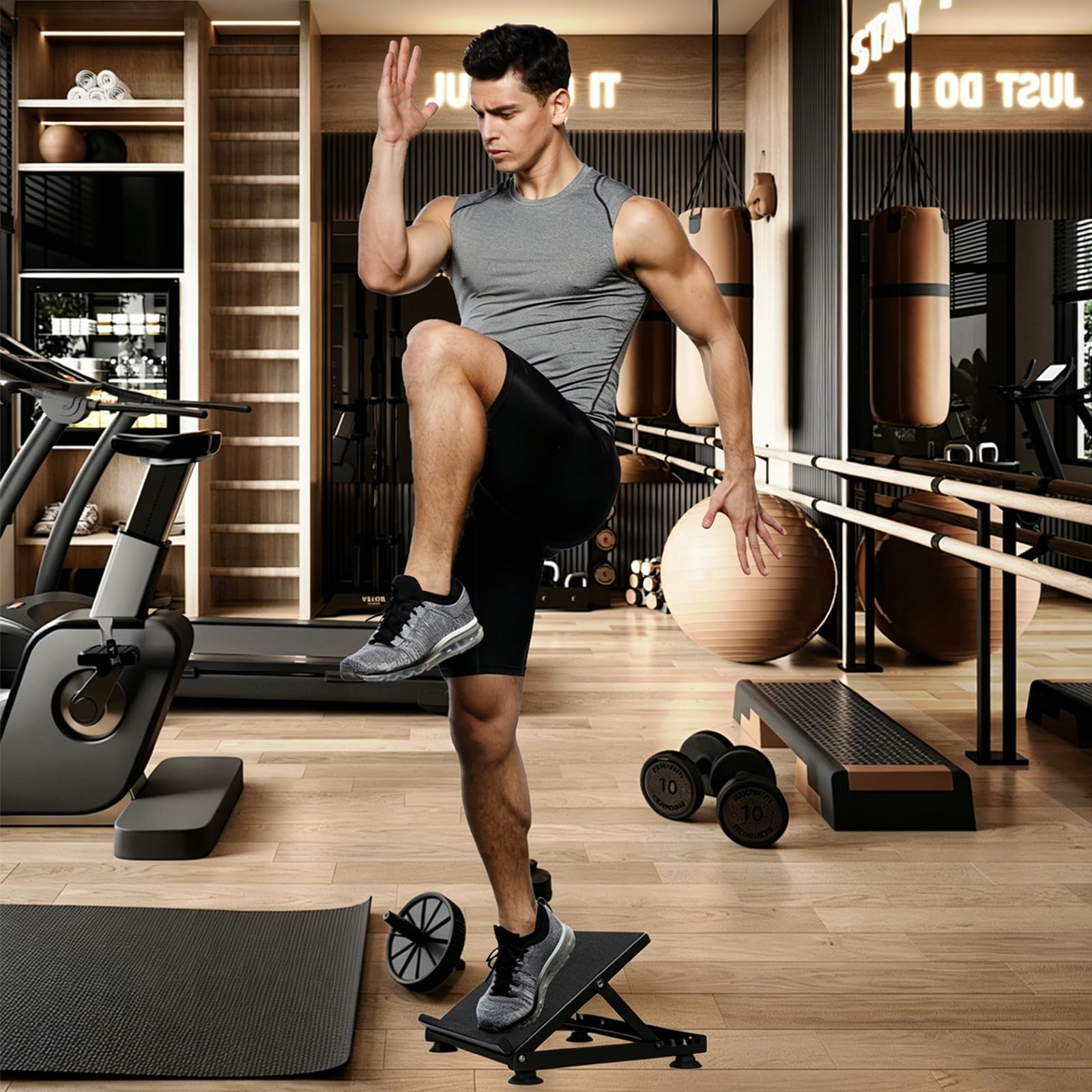 Tavola Inclinata Per Allungamento Polpacci, Regolabile In Acciaio Tavola Da Stretching Portatile Inclinata Per Polpacci E Tendini D'Achille Muscoli Delle Gambe Allenamento A Casa