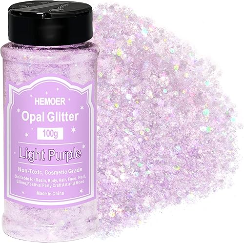 Miniatura 7 de HEMOER Brillantina holográfica de 3.53 onzas, hexágono mixto cosmético, lentejuelas gruesas y finas de resina para vidrio epoxi, arte de resina,
