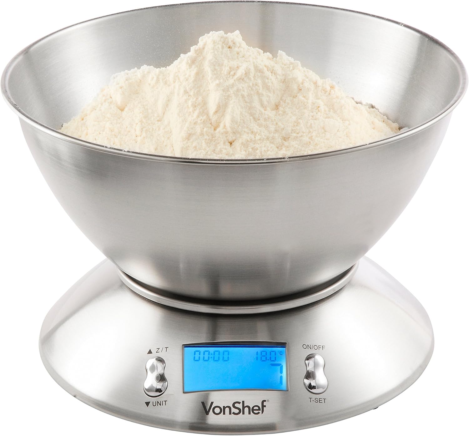 Digital Kitchen Scale with Stainless Steel Mixing Bowl