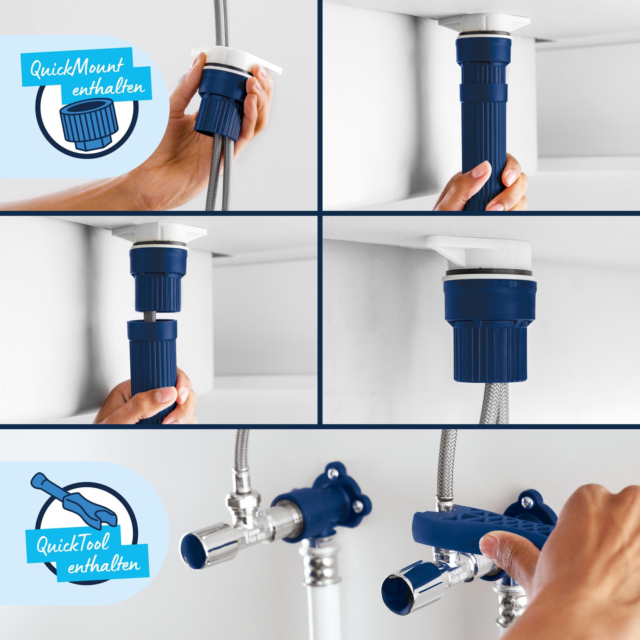 GROHE Dice, Waschtischarmatur hoch, wassersparend (Wasserhahn für das Bad, Badarmatur mit Zugstangen-Ablauf, 27cm hoch, 3in1 Werkzeug, einfache Installation am Waschbecken), mattschwarz, 1018922430