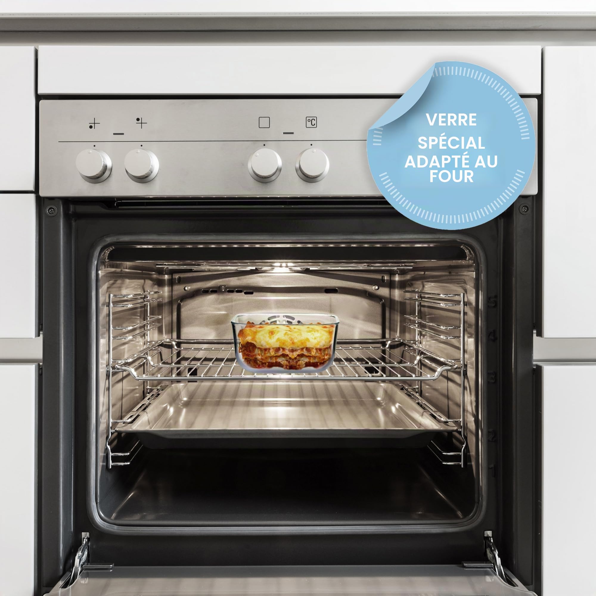 Guzzini - Kitchen Active Design, STORE&MORE GLASS Lot 3 récipients hermétiques en verre pour réfrigérateur/congélateur/four à micro-ondes - Transparent, 19,5x19,5xh9,3 cm | 410/965/1900 cc - 11330311