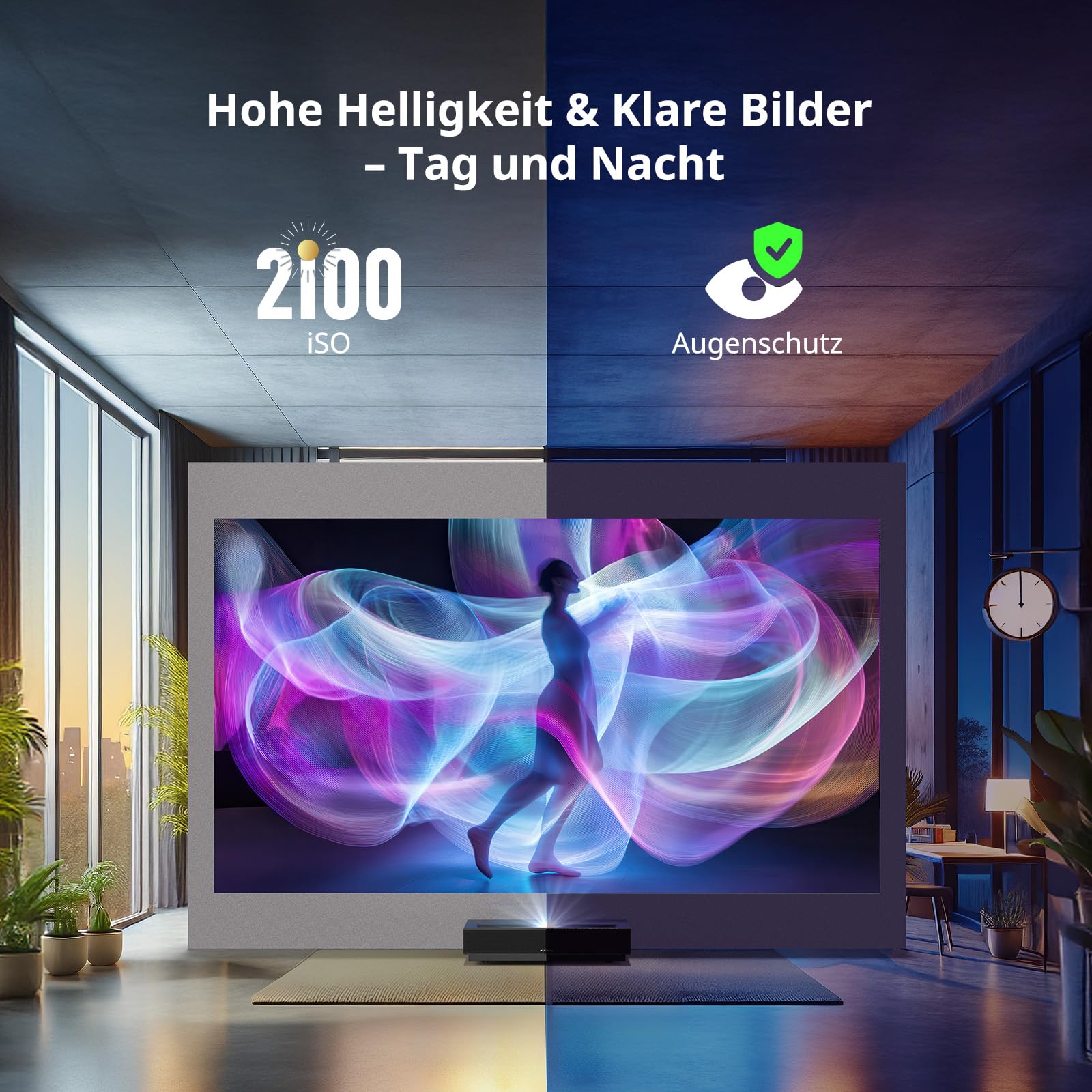 WEMAX Nova Pro ALPD Laser TV, Ultrakurzdistanz Beamer 4K mit 2100 ISO Lumen & 3D, Google TV & Google Assistant, WiFi 6, Bluetooth, Dolby Audio DTS-HD, Laser UST Heimkino Beamer für Wohnzimmer