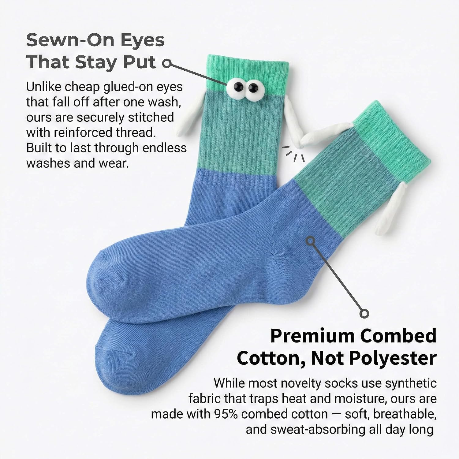 Magnetic Hand Holding Crazy Silly Funny Socks for Kids Boys Girls