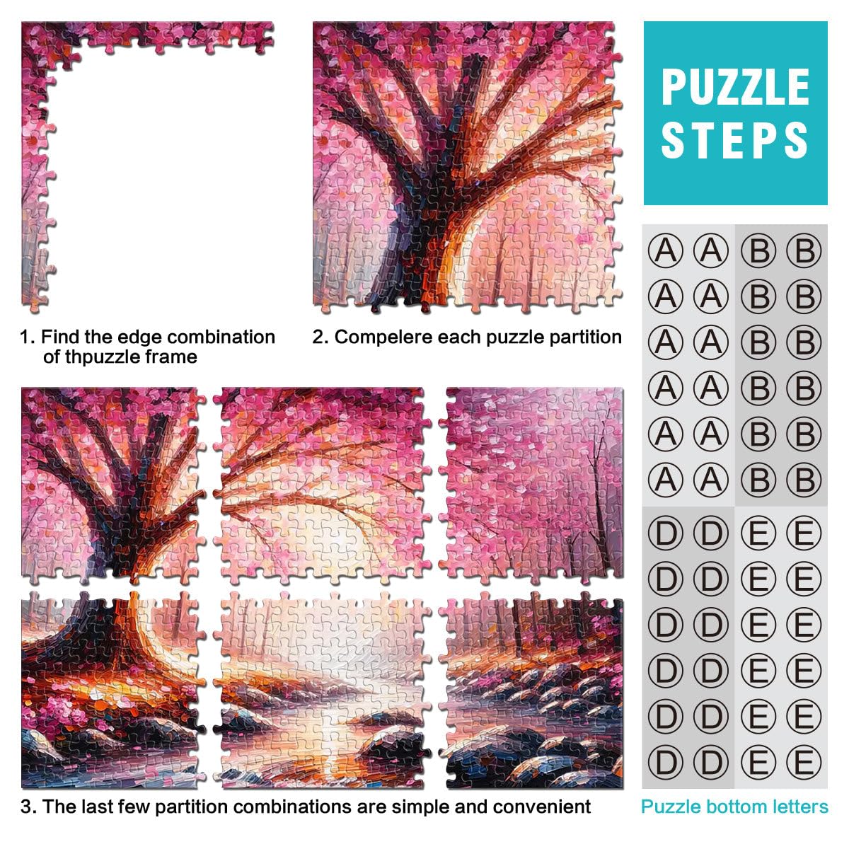 Puzzles pour Adolescents 2000 pièces Ruisseau d'harmonie de Fleurs Roses Jeu de Quiz est idéal comme Cadeau pour Toute la Famille 70x100cm