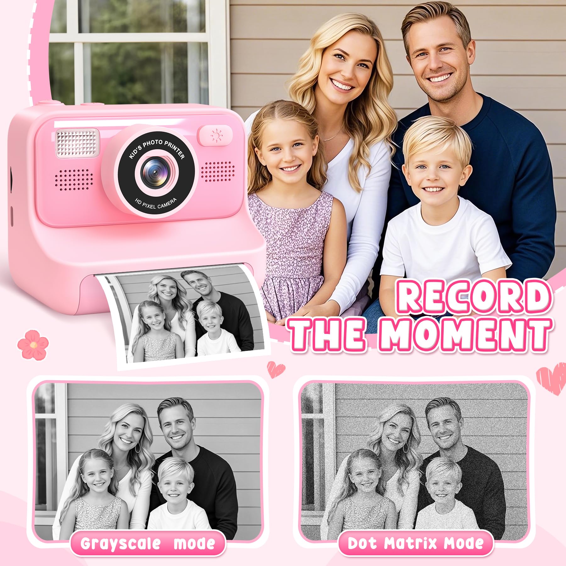 Subtail Camara Fotos Infantil Instantanea - 2,4 1080P Cámara Instantánea para Niños con Papel de Impresión | Tarjeta de 32G - Camara Fotos Infantil Regalos de Juguete para Niños Niñas 3-12 Años