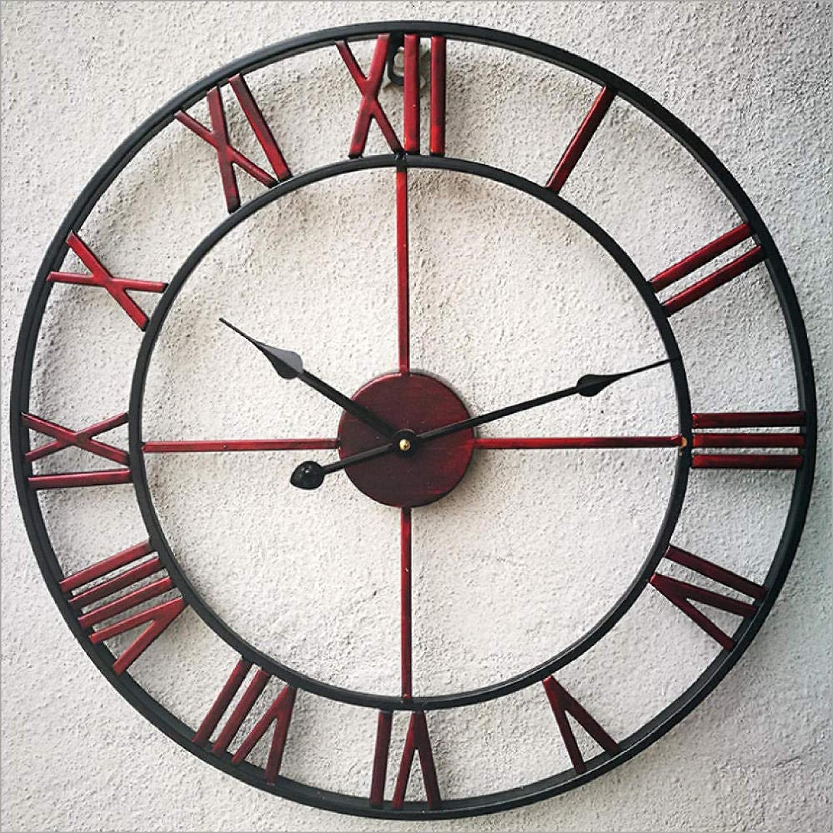 Horloge murale en fer bronze géante style fer forgé rétro pour extérieur