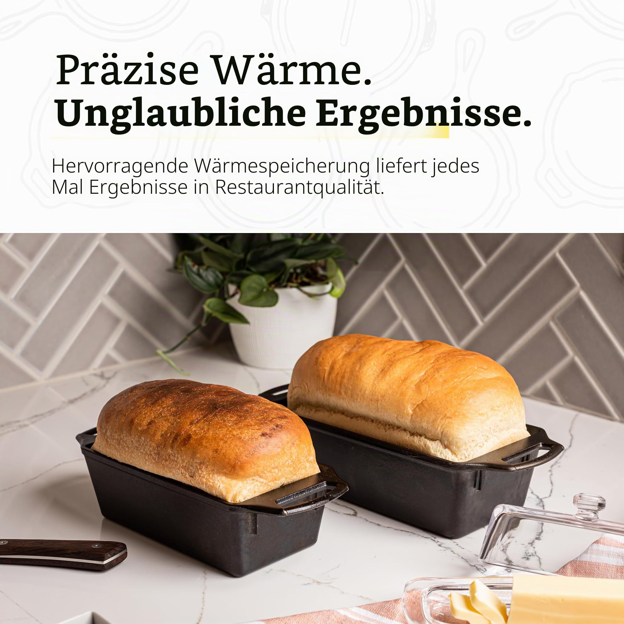 Lodge Kastenform Classic 22x11, 5 cm, Gusseisen, schwarz, PFAS-frei | Brotbackform, Bananenbrot, Kuchen & Hackbraten, einsatzbereit, ofengeeignet, gleichmäßige Wärmeverteilung, langlebig