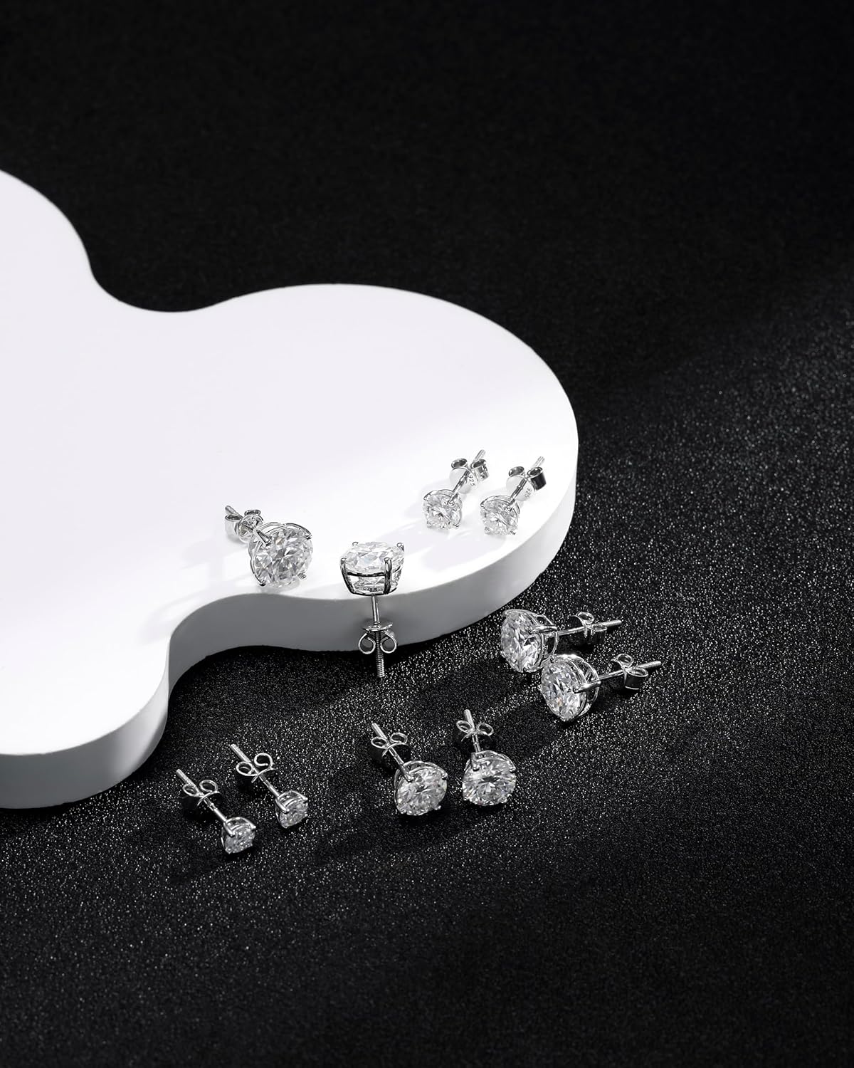 Moissanite Stud Earrings Hypoallergenic 925 Sterling Silver stud Earrings for Women Round Cut D Color VVS1 18K White Gold Plated Lab Created Moissanite Earrings for Women Men 0.3ct-2ct - Image 8