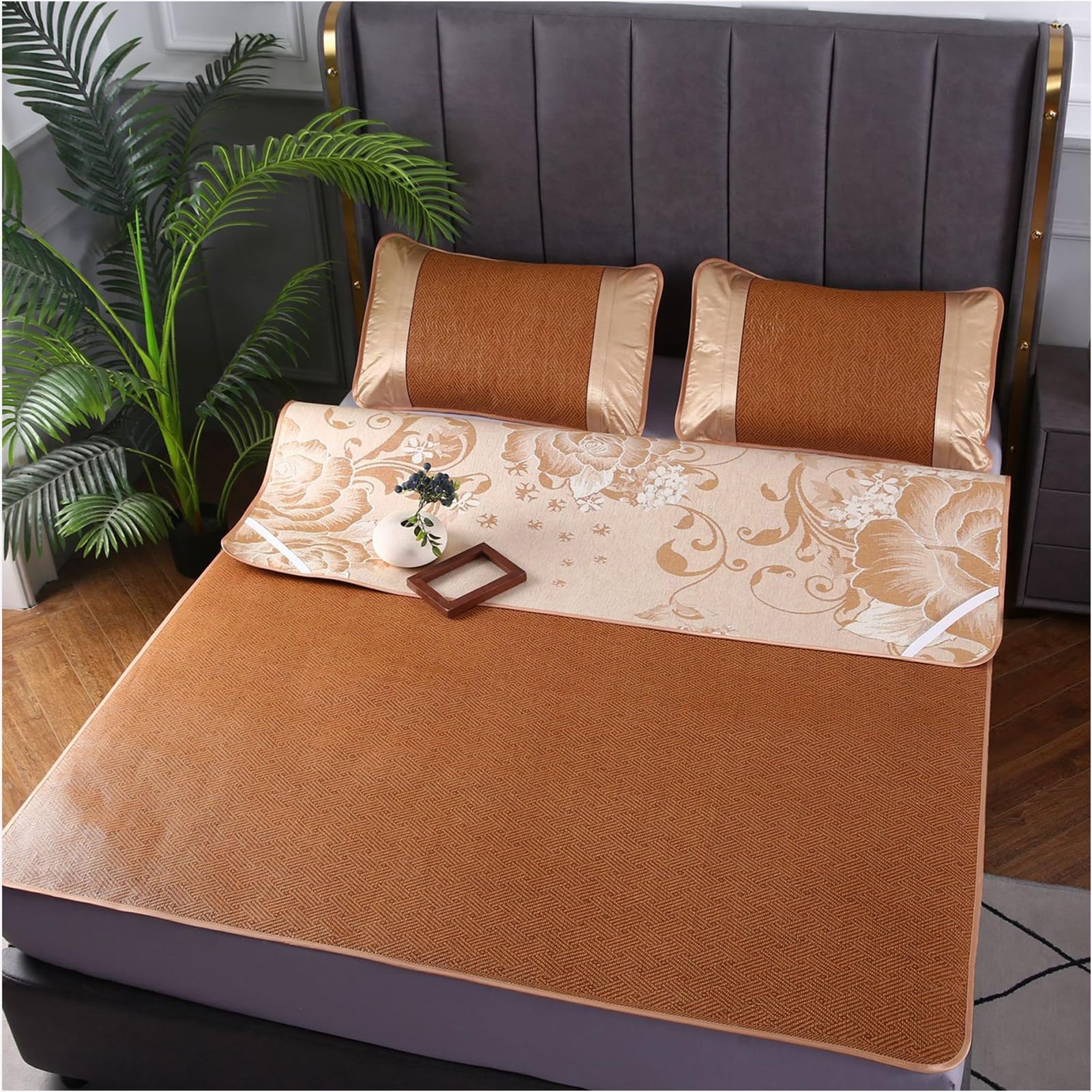 YUDEYU Summer sheets rattan fiber breathable not stuffy ice silk sheets three piece suit (Color : D01, Size : 180x200cm)-picture-24