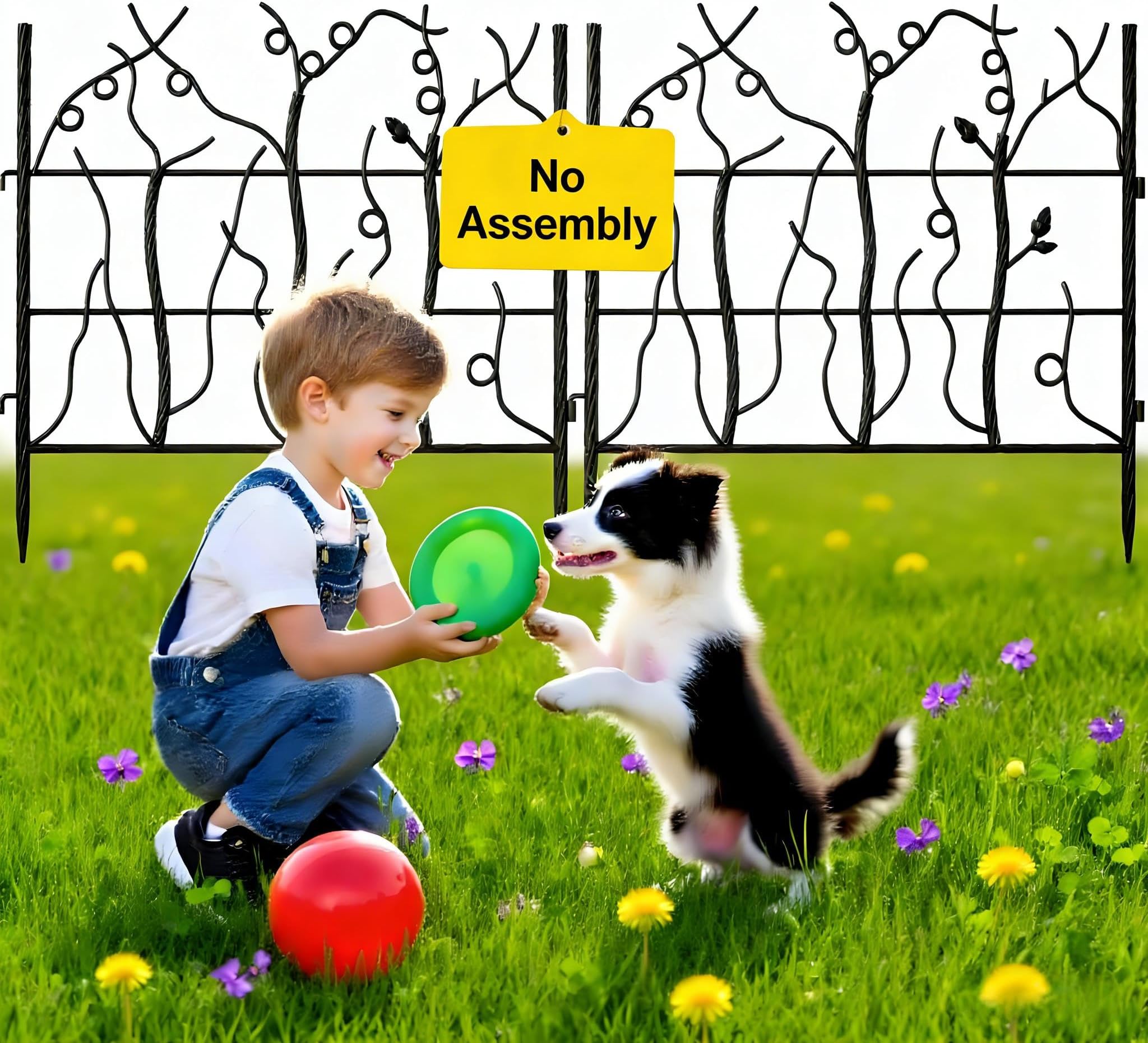 5 Panel 26in(H)×11.5ft(L) Decorative Garden Fences and Borders for Dogs No Dig Rustproof Metal Fence Panels Garden Edging Animal Barrier Fencing for Flower Bed Yard Patio