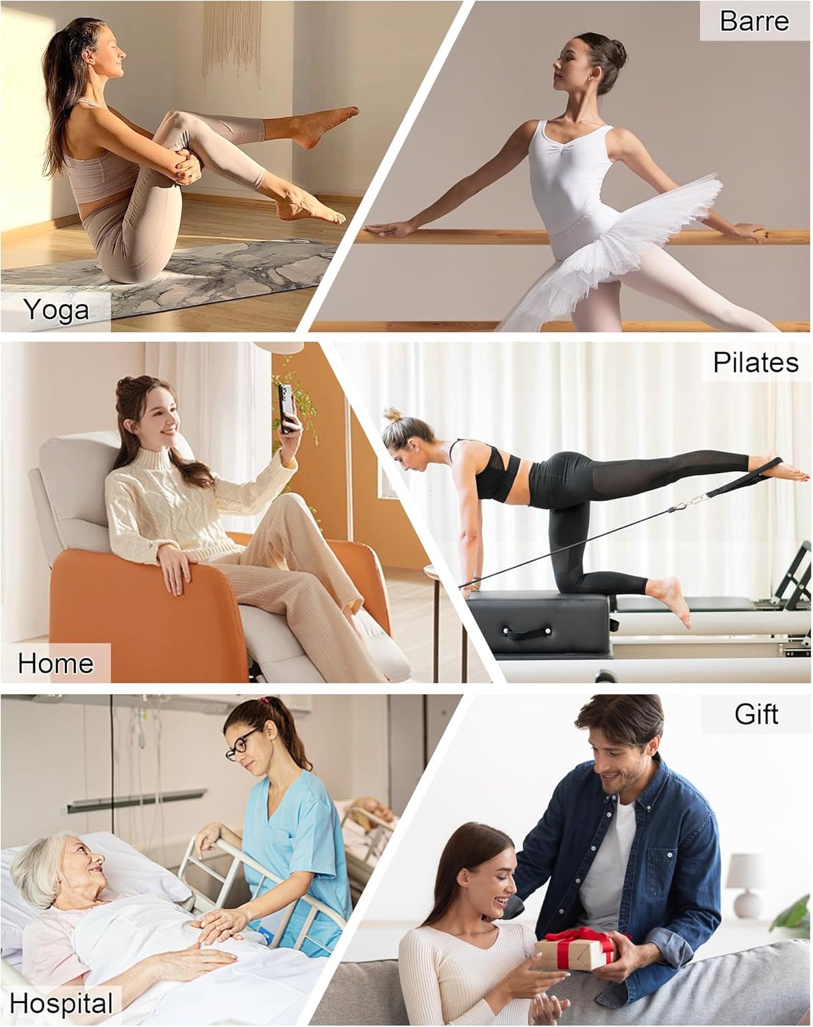 Yawlsow Pilates Socks with Grips for Women Yoga Ruffle Grippy Non Slip Long Slouchy Scrunch Socks for Barre Workout Hospital - Image 6