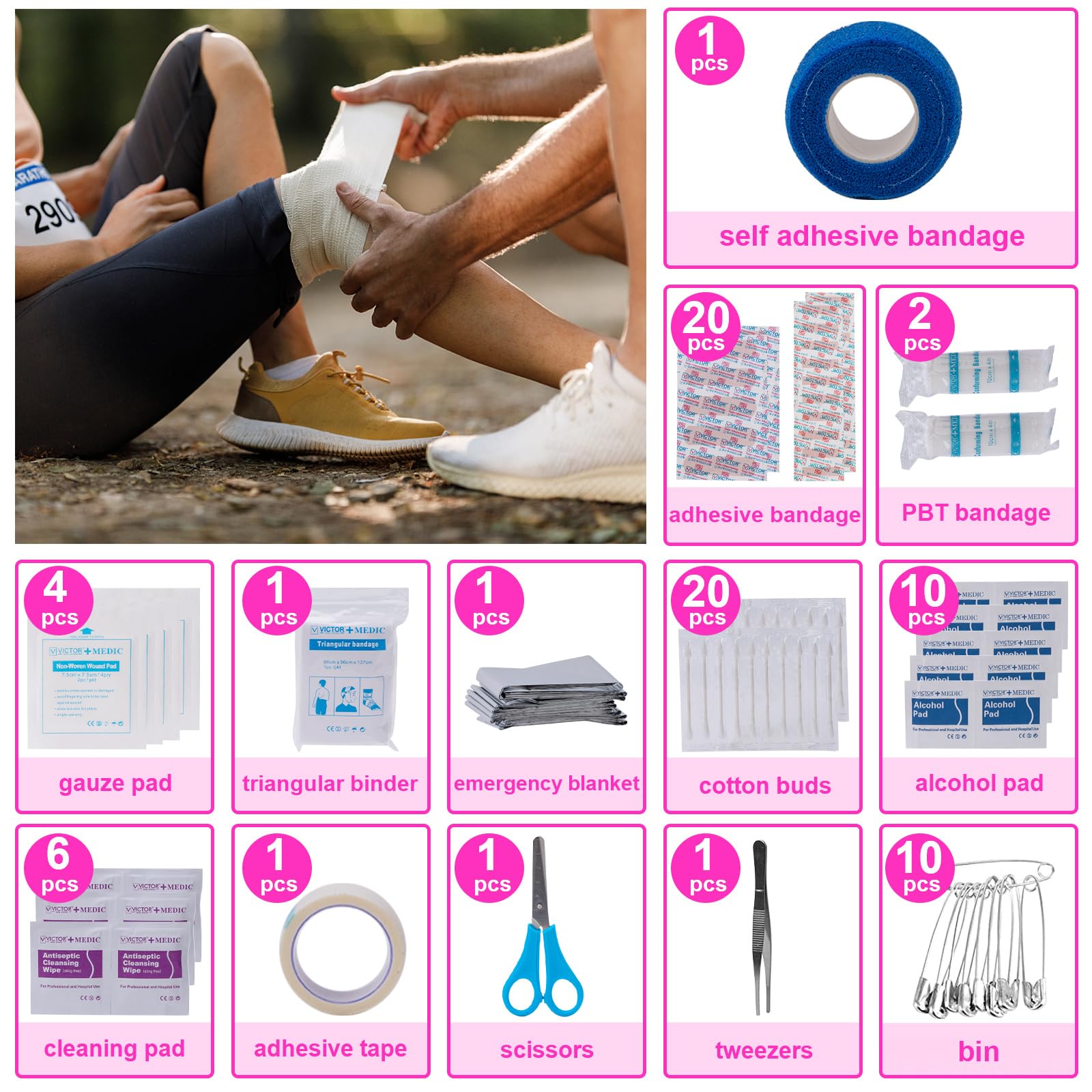 Kit di emergenza per auto da donna, kit di assistenza stradale di emergenza rosa con kit di sicurezza auto rosa, accessori per auto premurosi pronti per nuovi conducenti e avventurieri
