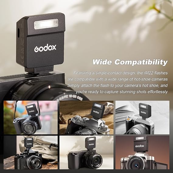 Godox iM22 Mini Camera Flash, 440 Full-Power Flashes 470mAh