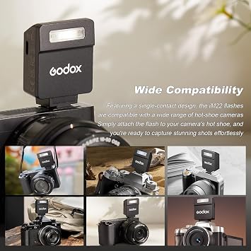 Godox iM22 Mini Camera Flash, 440 Full-Power Flashes 470mAh