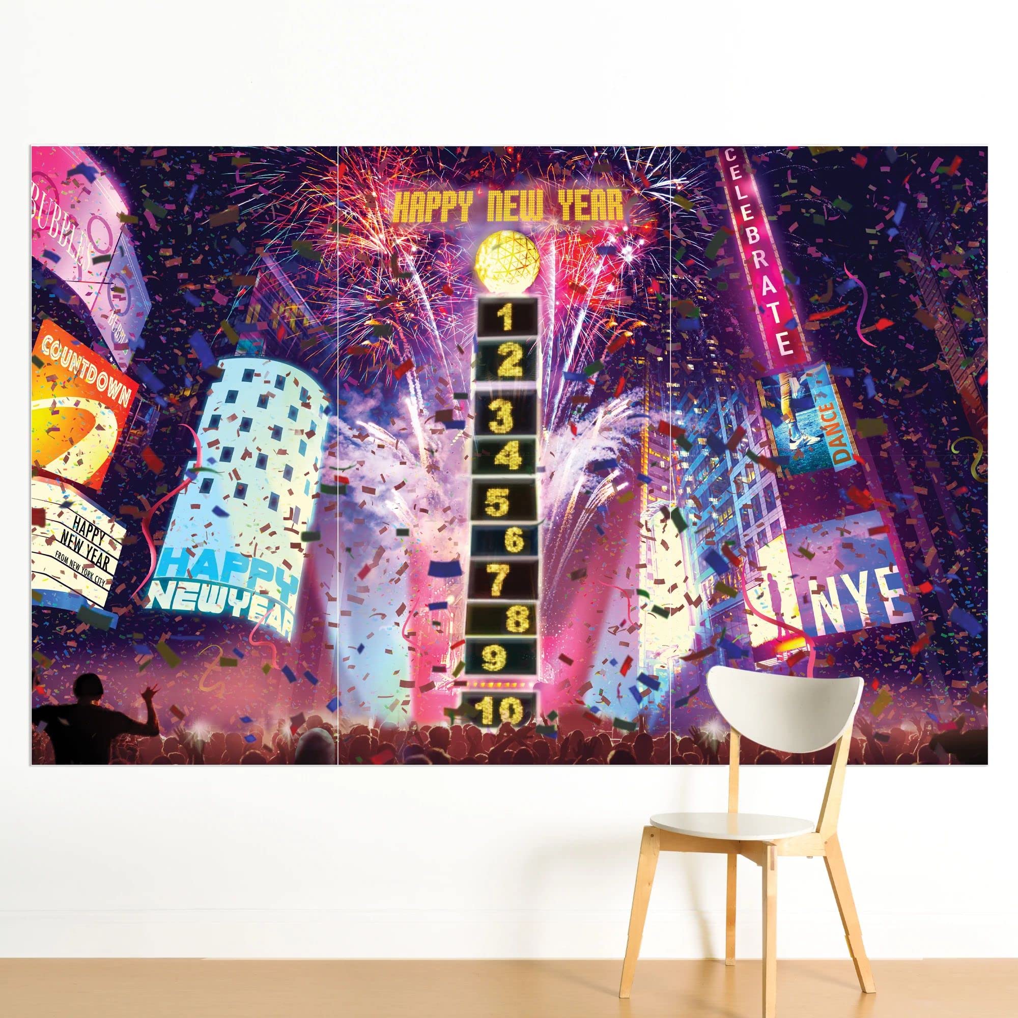 Times Square Deluxe Multicolor Plastic Scene Setter (5' 5" x 8.33") - Pack Of 6 - Stunning Design, Perfect Decoration for Parties, Events, Celebrations, & Photoshoots