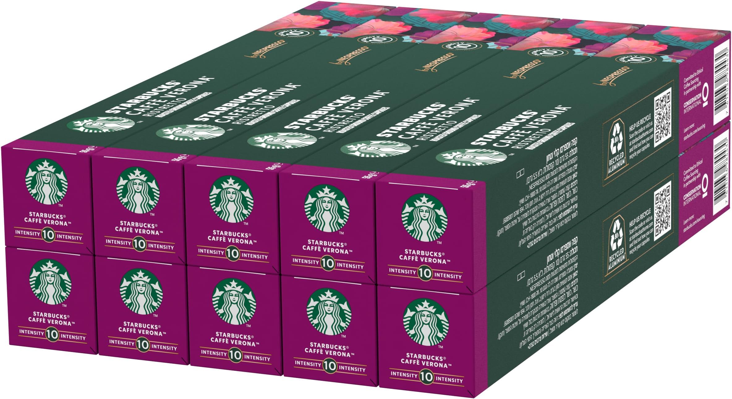 Caffè Verona by Nespresso, Dark Roast, Coffee Capsules 10 x 10 (100 Capsules)