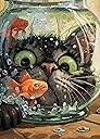 Curious Cat Fish Jigsaw Puzzles 1000 Pieces for Adults -Challenging Funny Kitten Terrified Fish Art, Premium Matte Finish, 27.56 x 19.68 Inches, Perfect for Game Nights