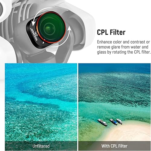 Miniatura 13 de NEEWER Juego de filtros ND/PL compatibles con DJI Mini 4 Pro, 6 unidades UV CPL ND8/PL ND16/PL ND32/PL ND64/PL Polarizador de densidad neutra