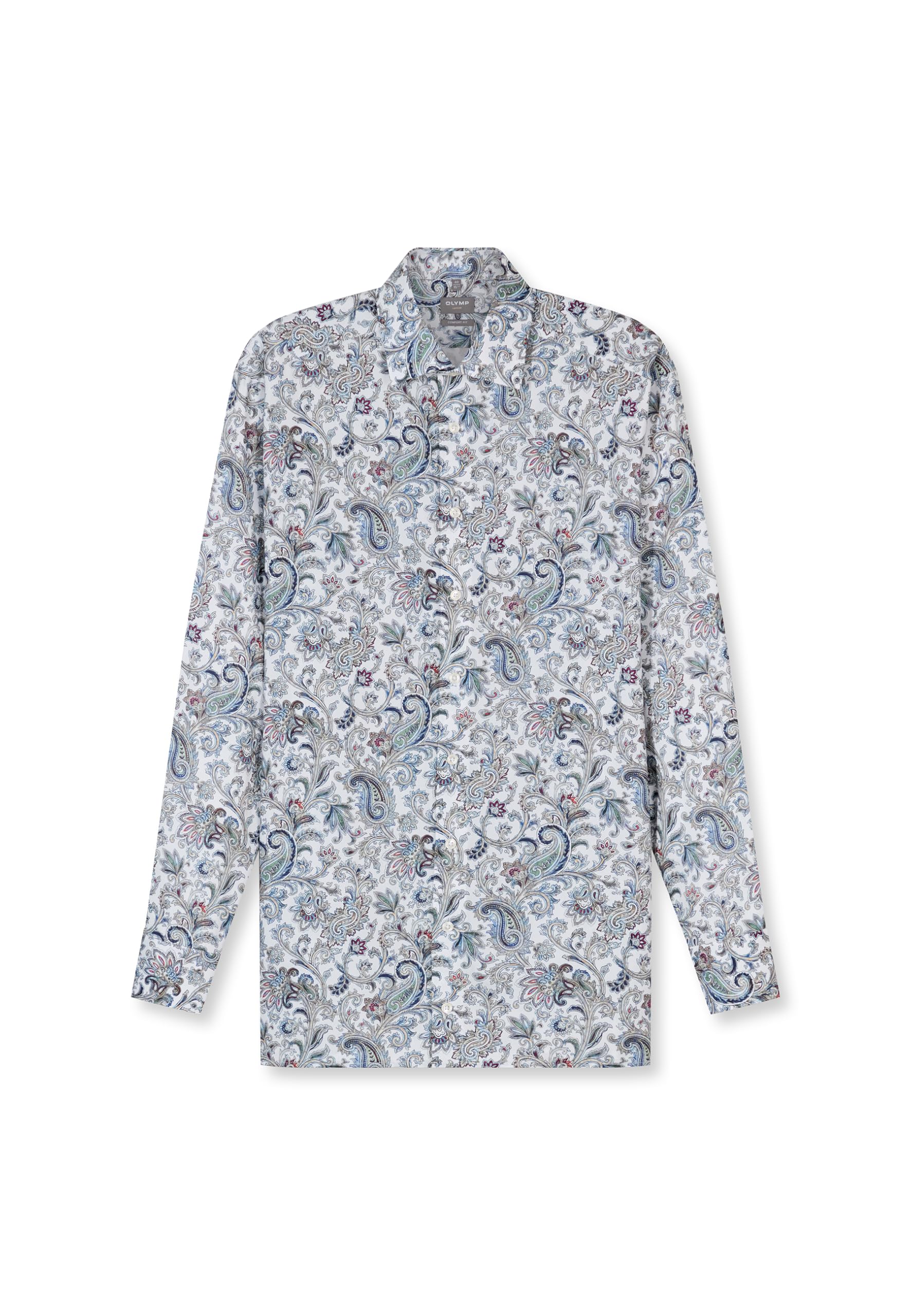 OLYMP Camisa de manga larga para hombre 101384, impresión digital en p/d dobby, ajuste cómodo 78, New Kent
