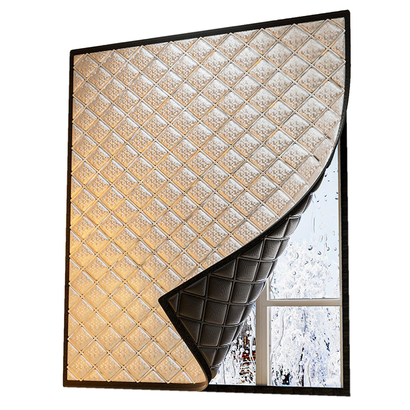 Hdeyrsx Silver Thermal Window Curtain For Winter,Thermal Insulated Window Cover To Keep Warm,Waterproof Windproof No Drill Needed,Reusable,With Self-Adhesive Tape,Custom (80Cm X 100Cm)