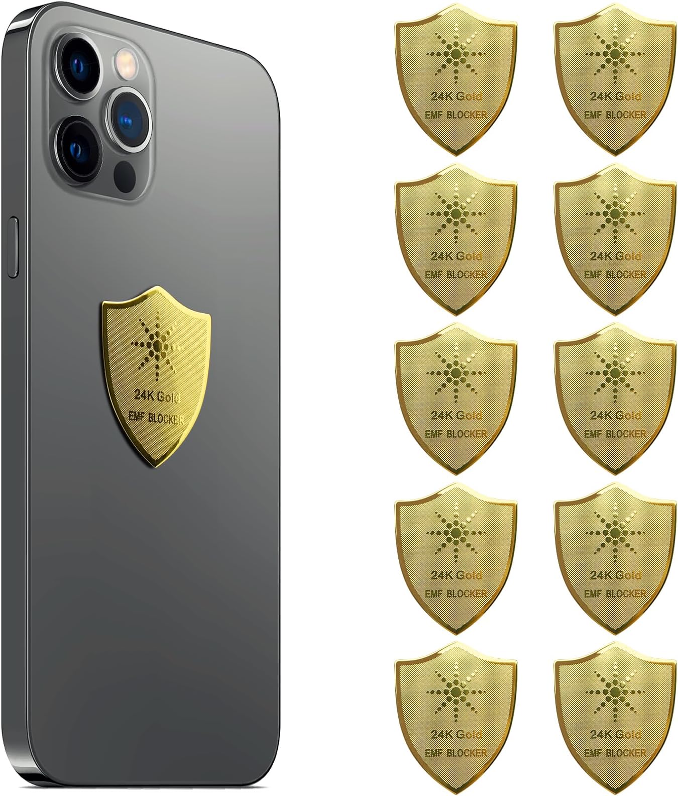 EMF Protection Neutralizers Set for Cell Phone and Home EMF Blocker and Bodywell Chip, Golden