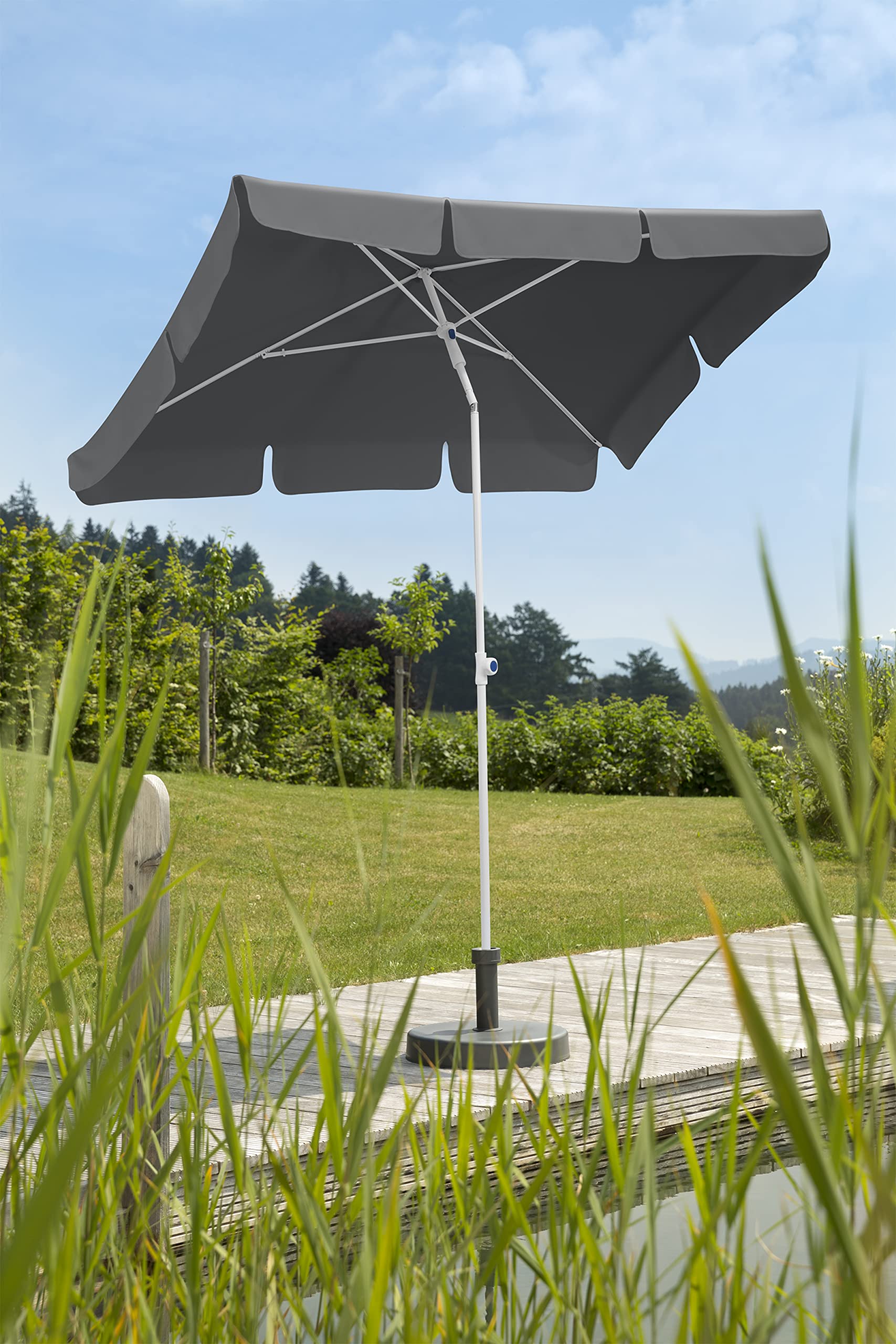 Schneider Ibiza Parasol rectangulaire 180 x 120 cm avec armature en acier et toile polyester 2,6 kg Anthracite 180 x 120 cm