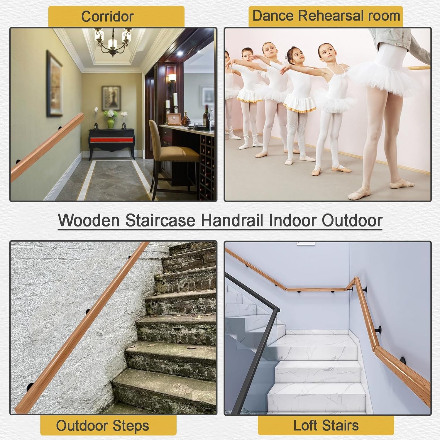 Wooden Stair Handrail, 30-450cm Handrails for Stairs, Indoor/Outdoor Wall Mount Banister Hand Railing Support Kit, Pipe Staircase Steps Hand Rail Industrial Safety Grab Bar (Size : 2.6 FT)