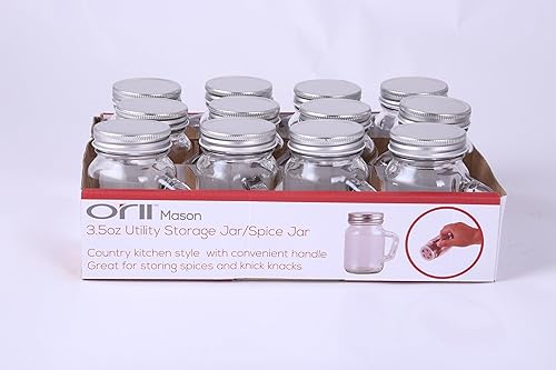 Orii Mason Utility - Tarro de almacenamiento para especias, contenedor de botellas de especias con asa, vidrio resistente perfecto para cocina,