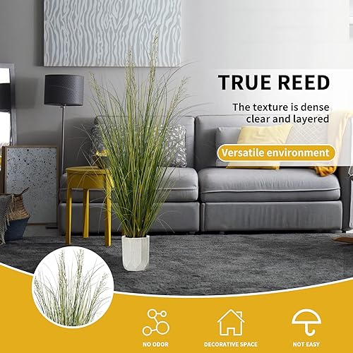 Miniatura 4 de Planta artificial de césped artificial de 5 pies de alto, plantas de imitación para interiores y hogares, plantas artificiales y flores en maceta,