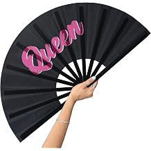 Large Folding Fans-Hand Fan Popping Fan for Line Dancing Clacking Fans for Boots On The Ground Dance, Party,Concert,Outdoor,Decoration Queen