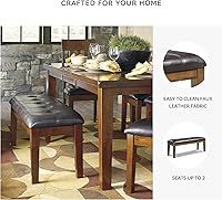 Vista 5 de Signature Design by Ashley - Banco tapizado con tufting Ralene para comedor, color marrón medio