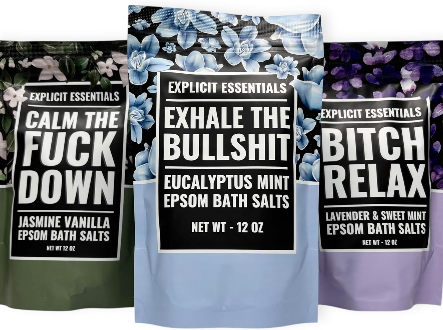Bath Salt Gift Set for Women – 3-Pack of 12oz Aromatherapy Soaks – Relaxation Spa Gift – Sweet Raspberry, Lemon Verbena, Tropical Scented