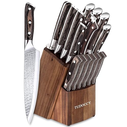 Kitchen Knife Set, 16-Piece Knife Set with Built-in Sharpener and
