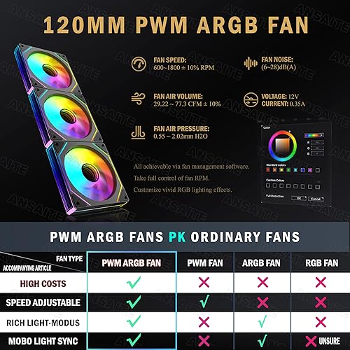 Miniatura 7 de PC CASE ATX 9 PWM ARGB Ventiladores preinstalados, funda de PC para juegos de media torre, carcasa panorámica de vidrio templado para computadora