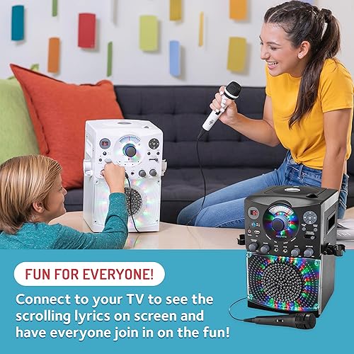 Miniatura 4 de Sistema de karaoke con Bluetooth parte superior para carga de CDG, espectáculo de discoteca sonido y luces (negro) SML385BTBK Singing Machine, Negro