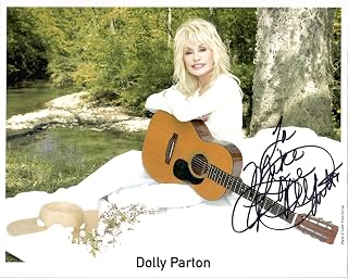 DOLLY PARTON HAND SIGNED 8x10 COLOR PHOTO+COA GREAT POSE WITH GUITAR TO MIKE