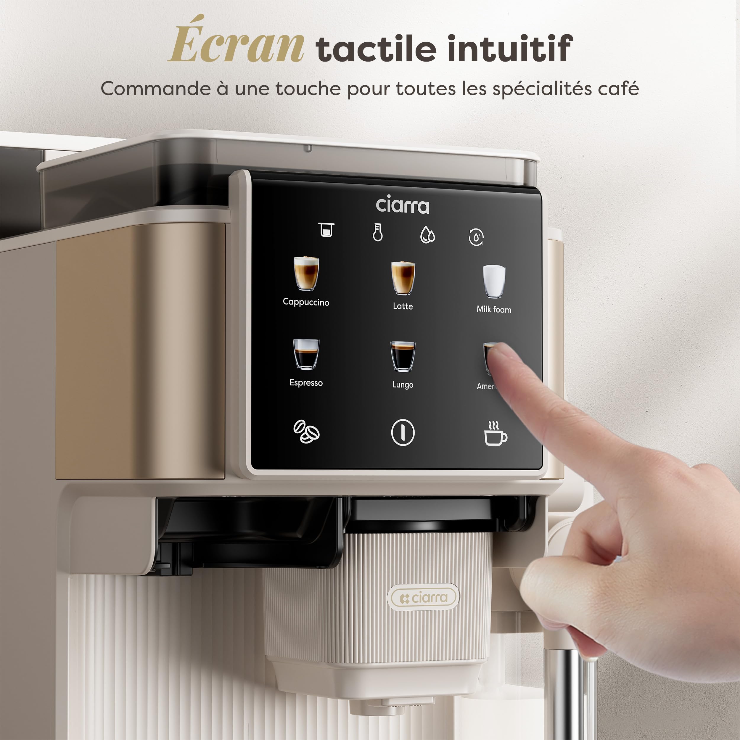 CIARRA CBSACM-D6 Machine Expresso 15 Bar avec Broyeur et Mousseur