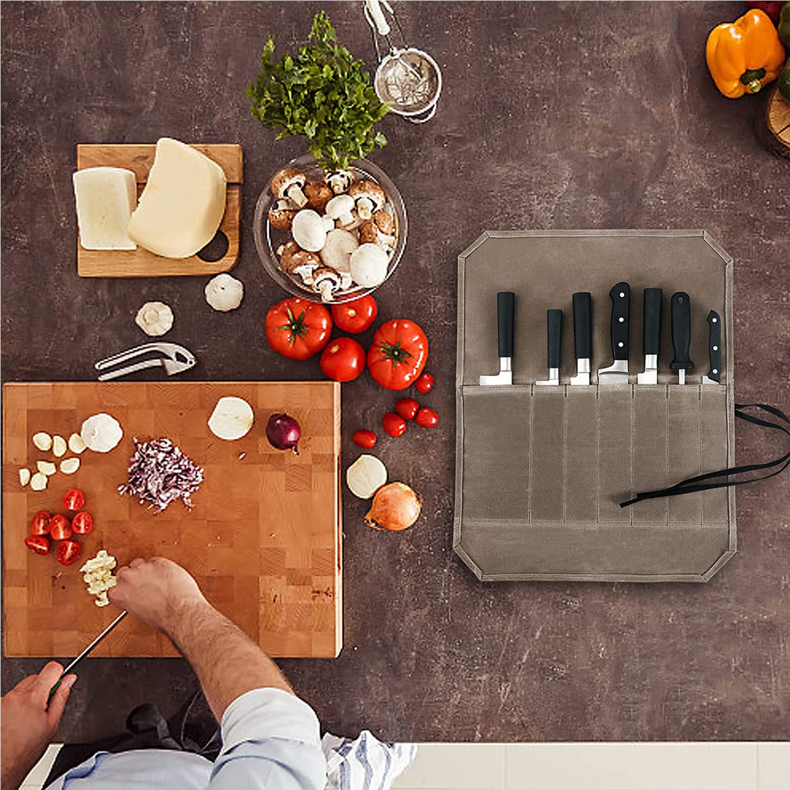 Amazon | 包丁ケース 帆布 7本収納 包丁収納ケース 厚手 防水 軽量
