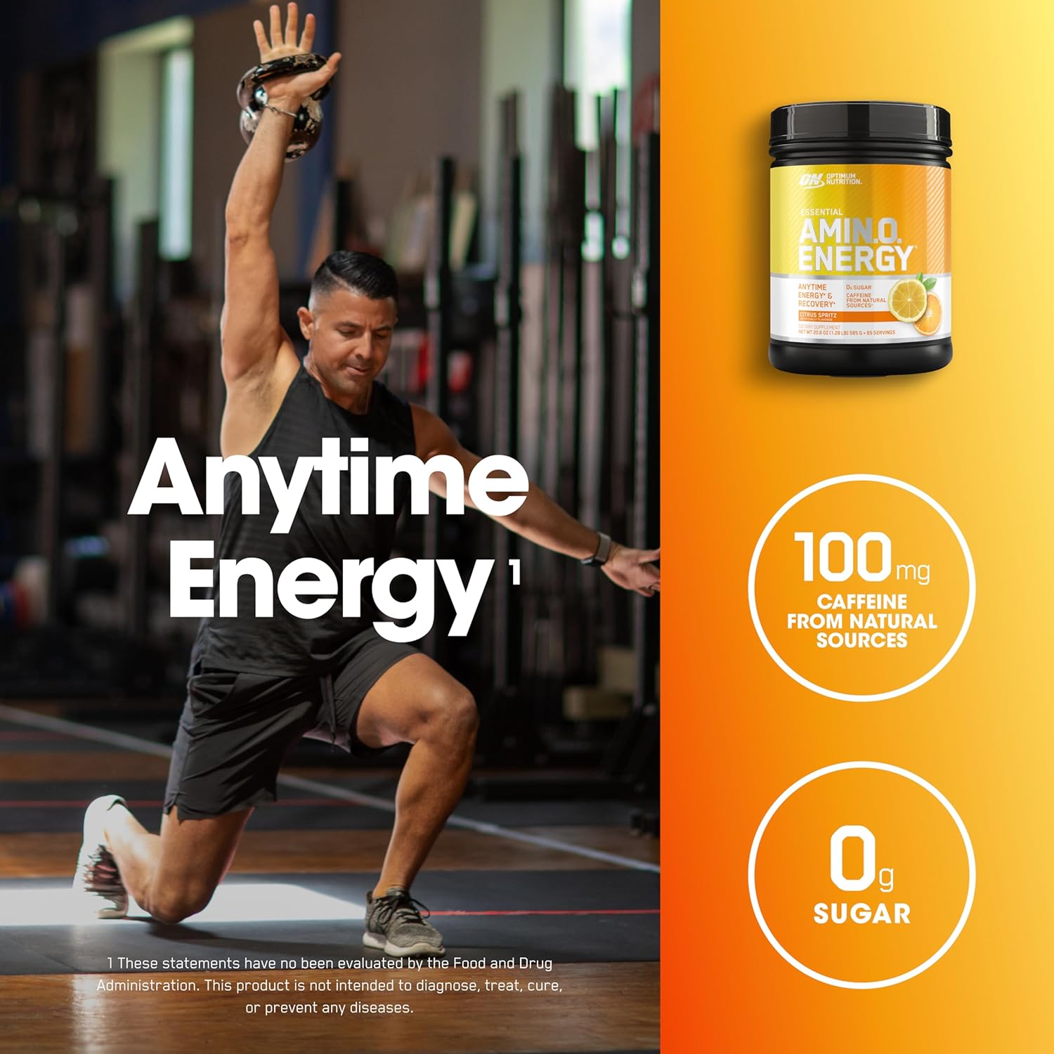 Optimum Nutrition New Flavor Amino Energy - Pre Workout with Green Tea, BCAA, Amino Acids, Keto Friendly, Green Coffee Extract, Energy Powder - Citrus Spritz, 65 Servings (Packaging May Vary) - Image 3