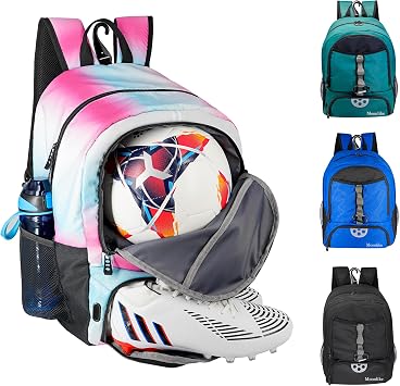 Youth Soccer Bag, Soccer Backpack for Football Volleyball Basketball, Backpack with Ball Compartment and Ball Holder