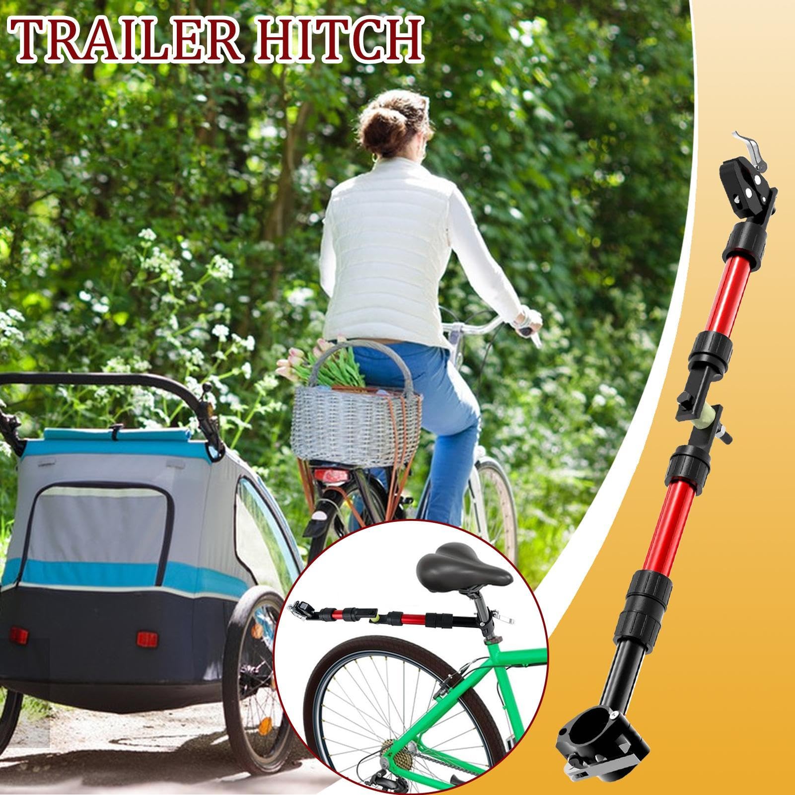 Connettore per gancio di traino per bicicletta, accoppiatore per rimorchio da 50 cm, rotazione di 270 gradi, per portapacchi posteriore in lega, per pendolari all'aperto, trasporto