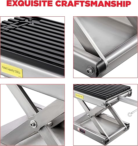 Miniatura 8 de CXRCY Gato de tijera de elevación de motocicleta de 1200 libras, acabado cromado mejorado para motocross, ATV, soporte de elevación de motocicleta