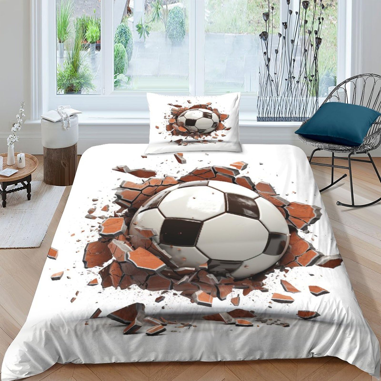 Parure de lit football 135x200 cm pour décorer une chambre de garçon