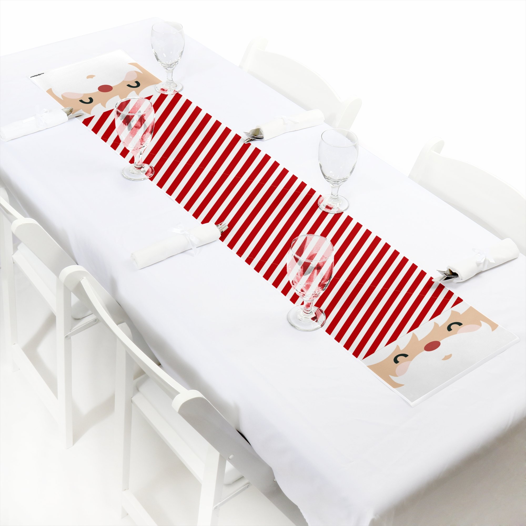 Big Dot of Happiness Jolly Santa Claus - Petite Christmas Party Paper Table Runner (12 x 60 inches)