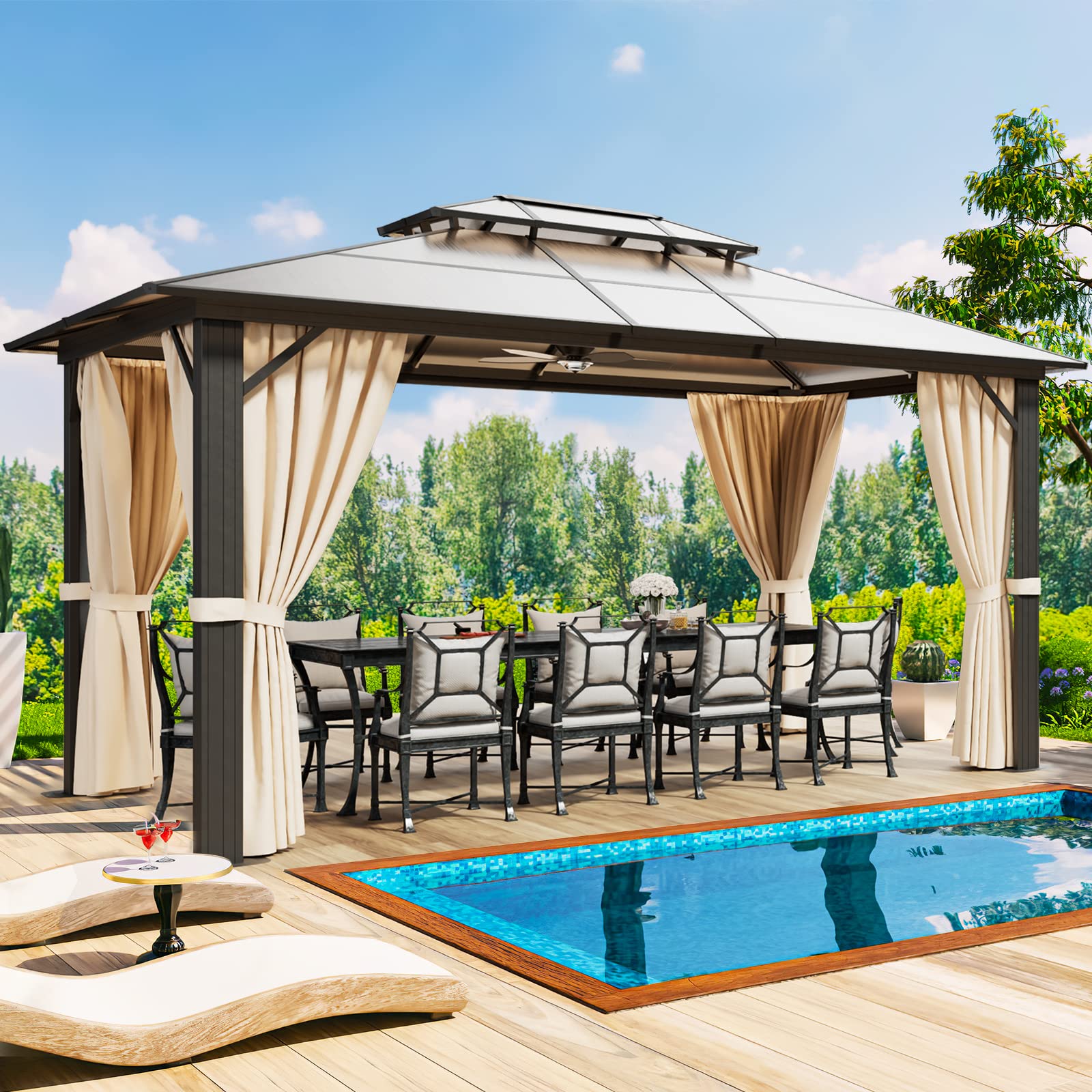 Buy oneinmil 10x13FT Outdoor Hardtop Gazebo Double Roof Canopy