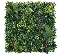 Vista 1 de ULAND Paneles de pared de plantas artificiales, 1 pieza de 40 x 40 pulgadas, decoración de fondo de pared de césped verde, hojas de hiedra