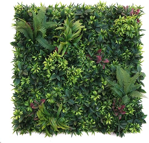 ULAND Paneles de pared de plantas artificiales, 1 pieza de 40 x 40 pulgadas, decoración de fondo de pared de césped verde, hojas de hiedra