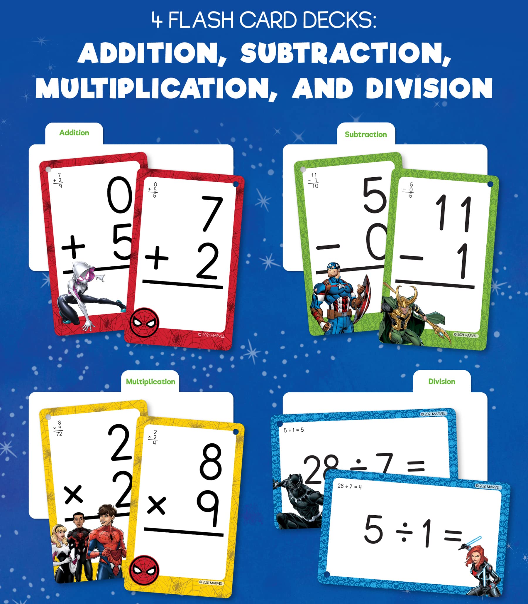 Marvel Math Flash Cards For Kids Ages 48, Math Fact