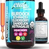 Organic Lymphatic Drainage Supplement | Lymphatic Support Drops | Burdock Root Echinacea Elderberry Dandelion Astragalus Milk Thistle Sea Moss Red Clover Cleanse Marigold Drop by Clean Nutra